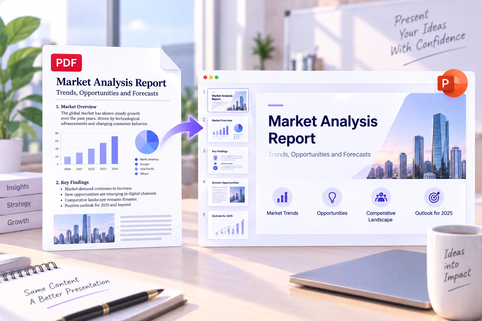 Trasforma i report in slide per le riunioni