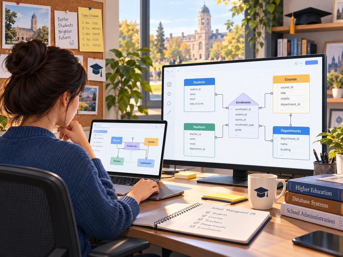 Studierende beim Datenbankentwurf