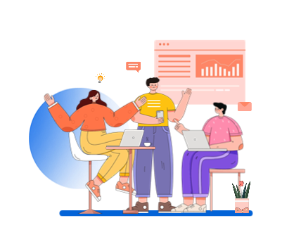 Team di marketing aziendale che utilizza l'intelligenza artificiale per la SEO dei podcast